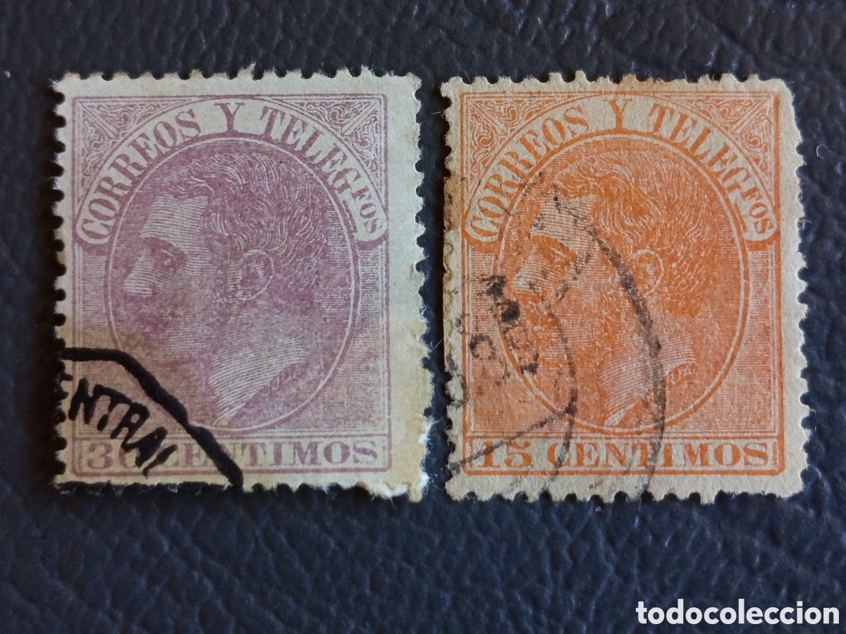 Sellos: Espa&ntilde;a 1882 - Alfonso XII &rdquo;Correos y Tel&eacute;grafos&rdquo; - 15 y 30 Ctos - Edifil 210/211 - Usado