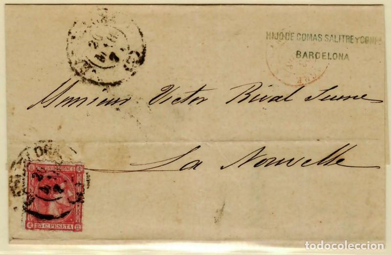 Sellos: FA3295. Emision 1-8-1875. Barcelona a La Nouvelle