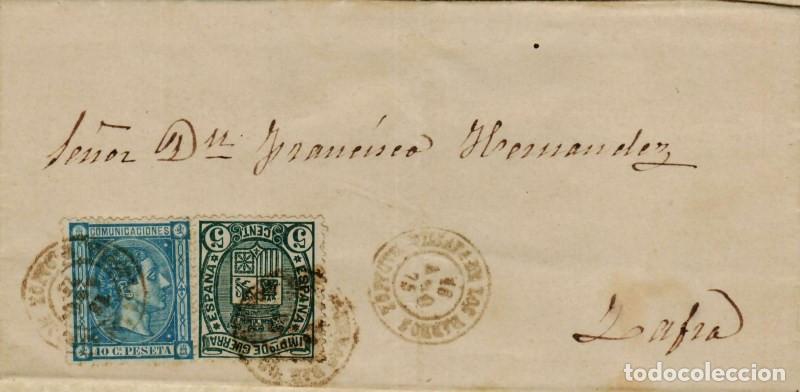 Sellos: FA0702-20. HISTORIA POSTAL. 1875, 16 de agosto. Villafranca de los Barros a Zafra