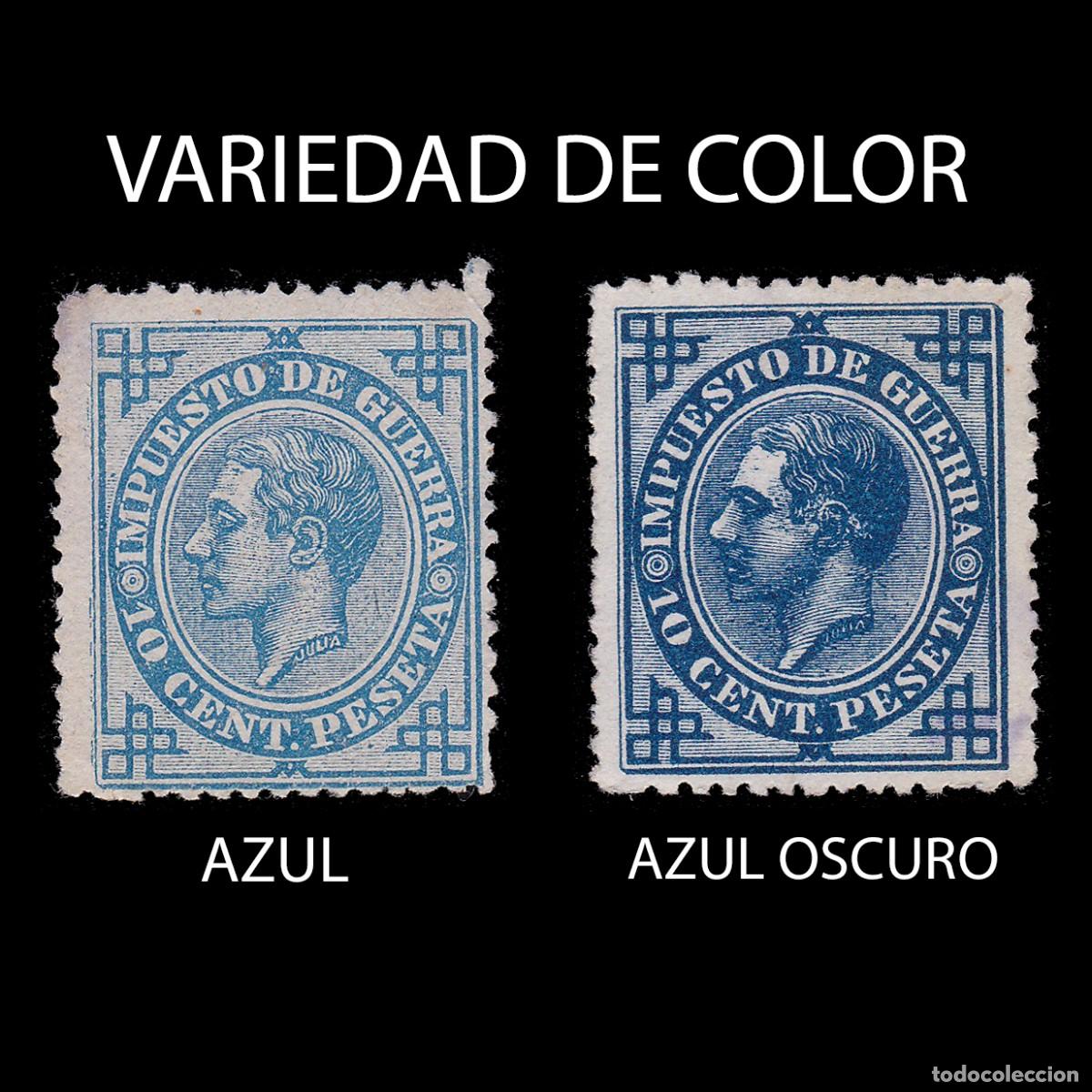 Selos: VARIACI&Oacute;N COLOR. 1876. ALFONSO XII. 10c.(*) .Edifil.184-184a + OBSEQUIO