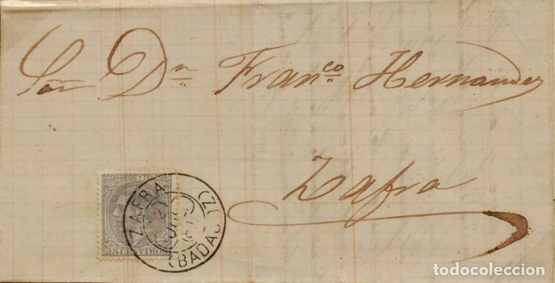 Sellos: FA0764B, HISTORIA POSTAL. Emisi&oacute;n de 1 de mayo de 1879. Zafra. LUJO