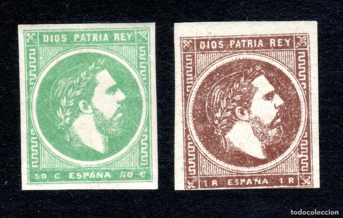 Sellos: EDIFIL 160-161 CARLOS VII. A&Ntilde;O 1875. CORREO CARLISTA. VALOR CAT&Aacute;LOGO: 30 &euro;. MH *