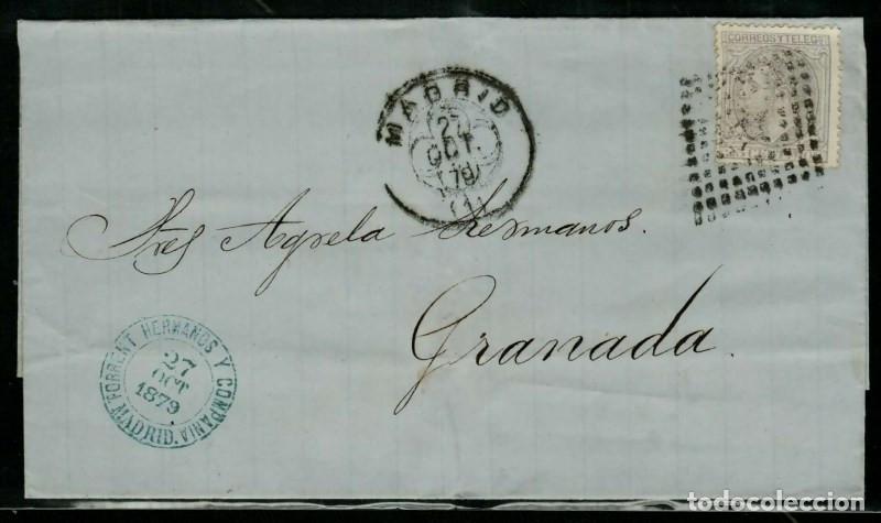 Sellos: FA1457C, HISTORIA POSTAL. 1879, 27 de octubre. Madrid a Granada