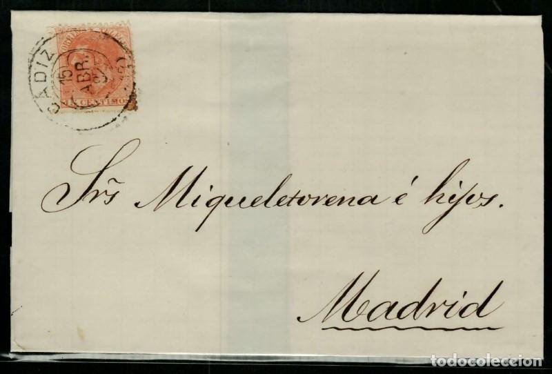Sellos: FA1482B. HISTORIA POSTAL. 1882, 15 de abril. C&aacute;diz a Madrid