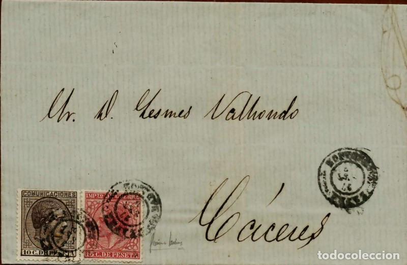 Sellos: FA1541A. HISTORIA POSTAL. Emisi&oacute;n de 1 de julio de 1878. Zafra a C&aacute;ceres