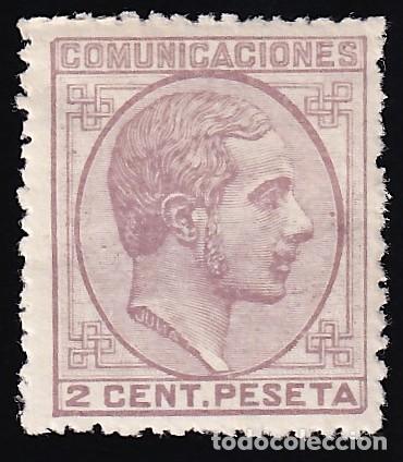 Selos: ESPA&Ntilde;A, 1878 EDIFIL N&ordm; 190 /*/, 2 c. malva.