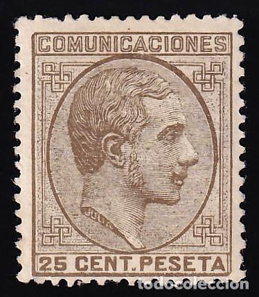 Selos: ESPA&Ntilde;A, 1878 EDIFIL N&ordm; 194 /*/, 25 c. sepia oliva