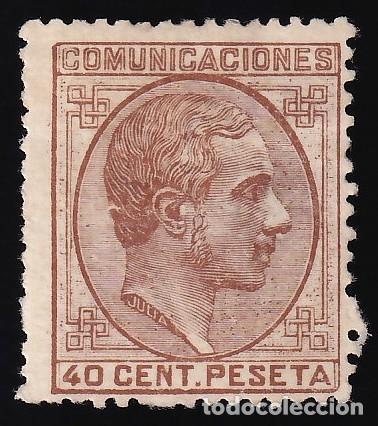 Selos: ESPA&Ntilde;A, 1878 EDIFIL N&ordm; 195 /*/, 40 c. casta&ntilde;o rojizo