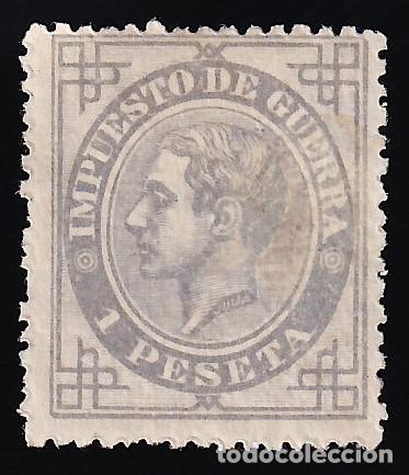Sellos: ESPA&Ntilde;A, 1876 EDIFIL N&ordm; 186 (*), 1 pts. gris lila