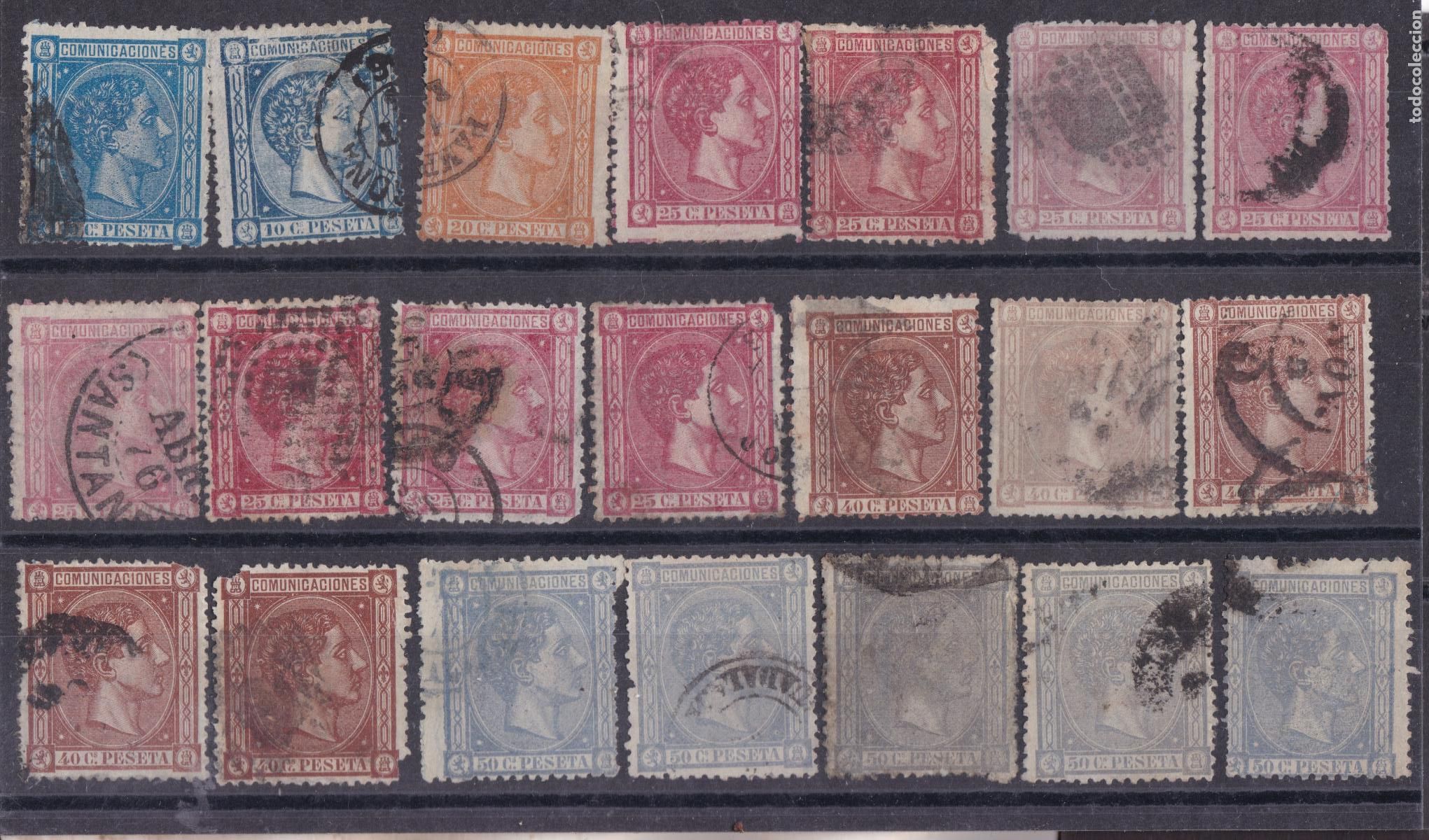 Sellos: FC4-2- Alfonso XII Emisi&oacute;n 1875 Lote 48 Sellos Usados. + 1000 euros, Ver 5 Im&aacute;genes