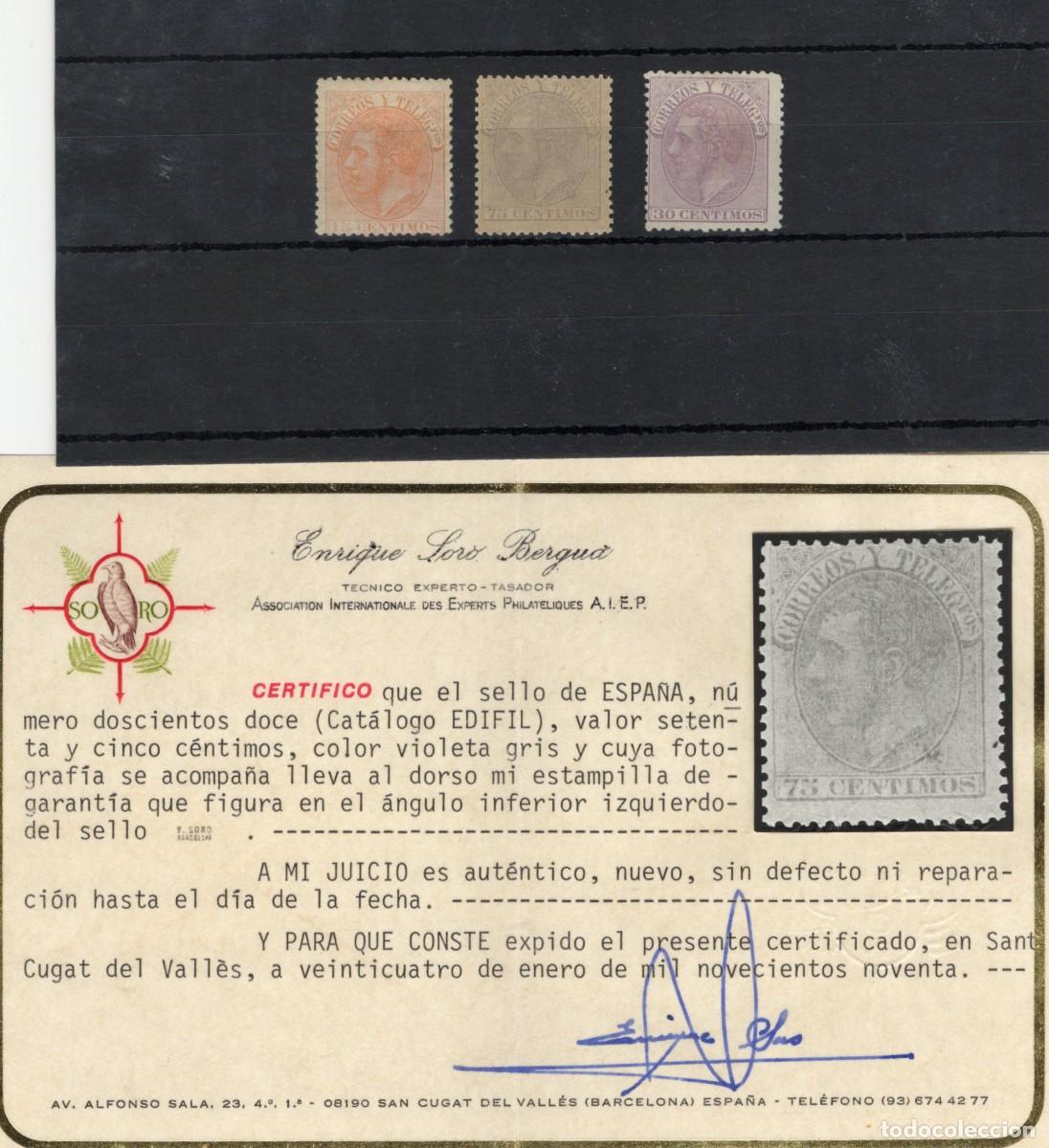 Sellos: PC954 Sellos Espa&ntilde;a a&ntilde;o 1882 EDIFIL 210/212*-(*) en NUEVO v.c. 880 &euro;