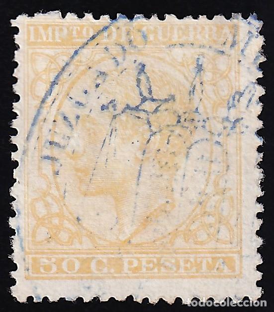 Sellos: ESPA&Ntilde;A, 1877 EDIFIL N&ordm; 189, 50 c. amarillo
