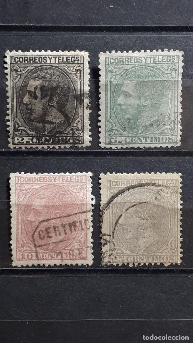 Sellos: ESPA&Ntilde;A. A&Ntilde;O 1878. &deg;. Edifil 200/2, 204