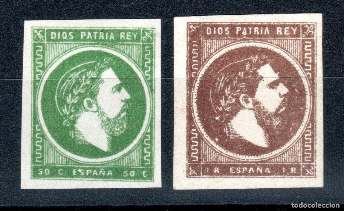 Sellos: EDIFIL 160-161 CARLOS VII. A&Ntilde;O 1875. CORREO CARLISTA. VALOR CAT&Aacute;LOGO: 30 &euro;. MNH ** (SALIDA: 0,01 &euro;).
