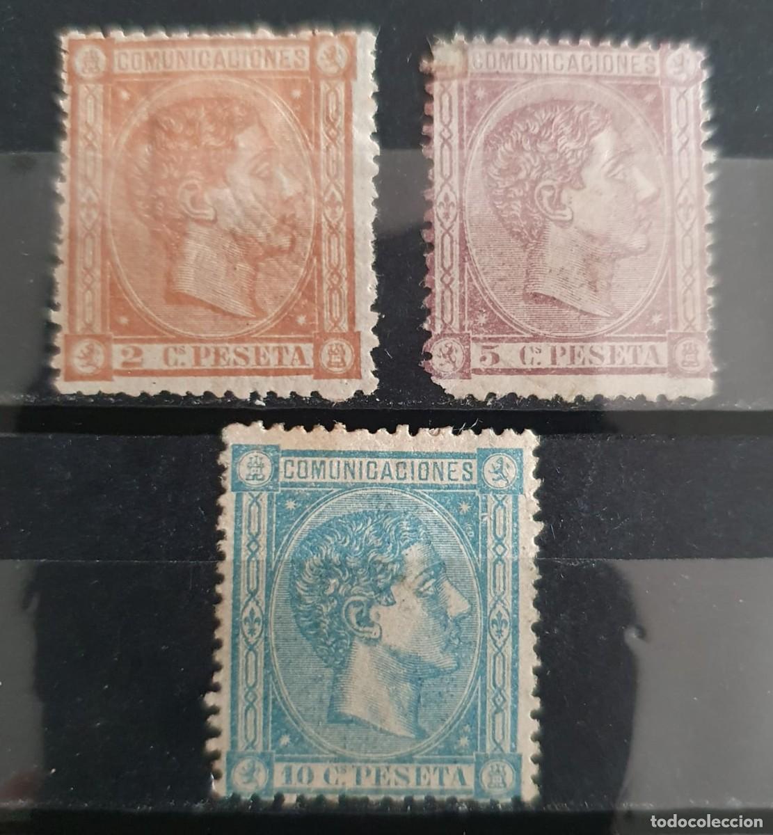 Sellos: EDIFIL 162* + 163* + 164* ALFONSO XII ESPA&Ntilde;A 1875