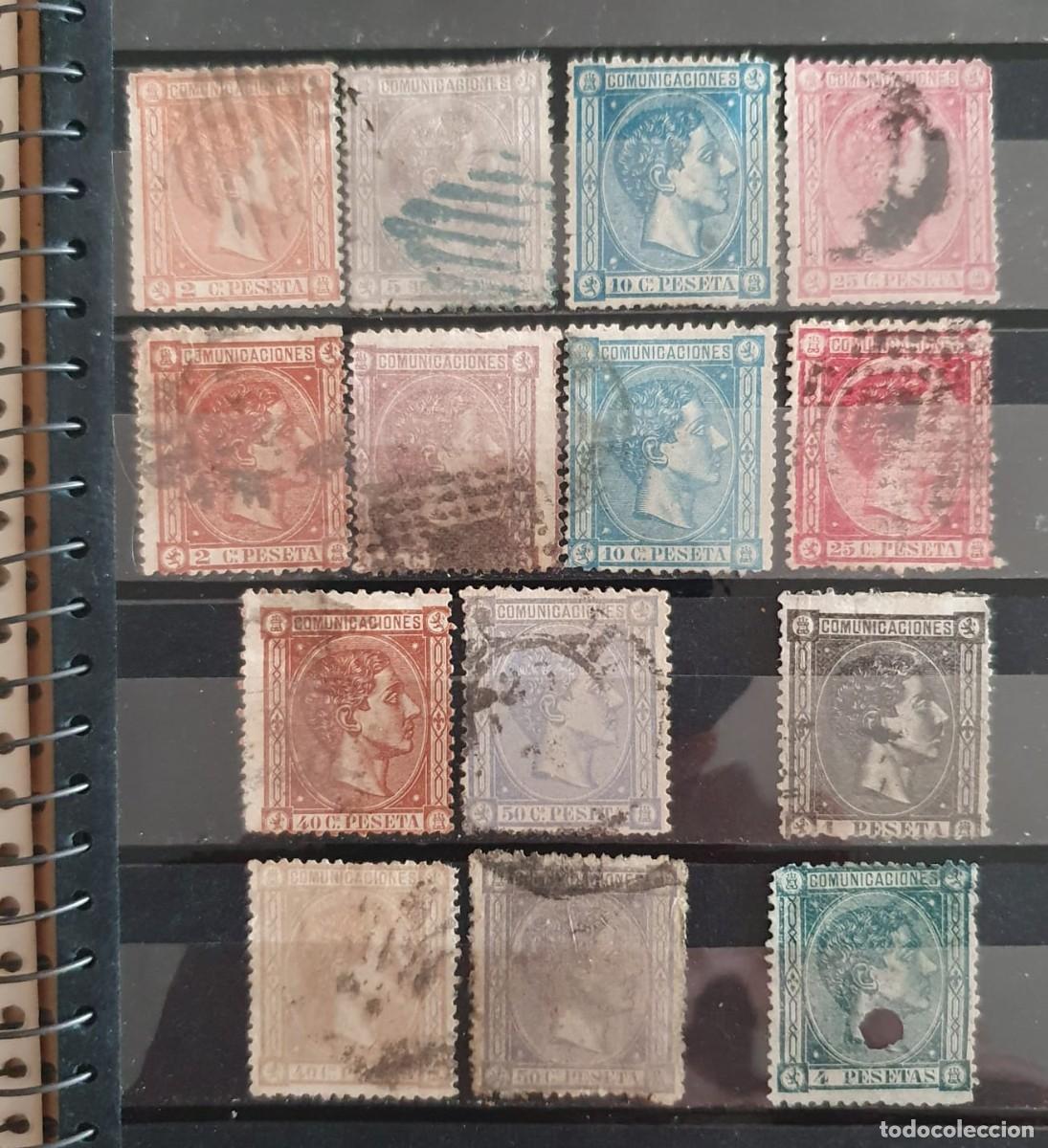 Sellos: EDIFIL 162 a 170 usados ALFONSO XII ESPA&Ntilde;A 1875 con variaciones color
