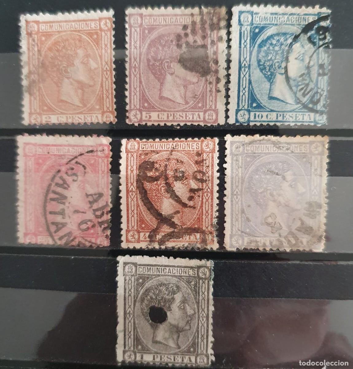 Sellos: EDIFIL 162 a 169 usados ALFONSO XII ESPA&Ntilde;A 1875