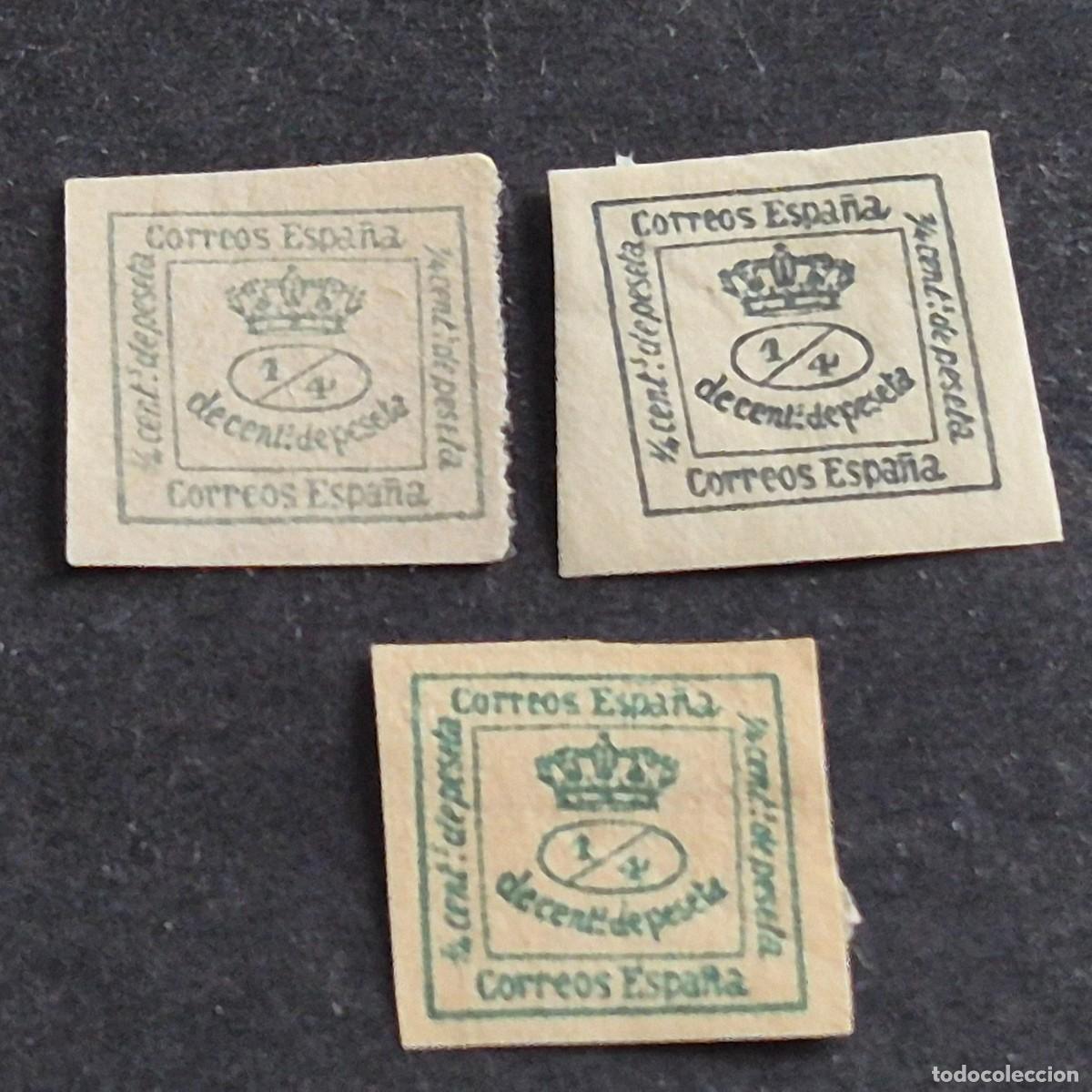 Sellos: ESPA&Ntilde;A, 1876, CORONA REAL, EDIFIL 173, 173A, 173B, 1/4, NUEVOS CON Y SIN GOMA, FIJASELL, ( LOTE AR )