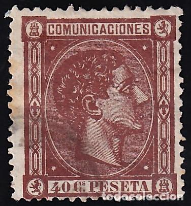 Sellos: ESPA&Ntilde;A, 1875 EDIFIL N&ordm; 167, 40 c. casta&ntilde;o oscuro,