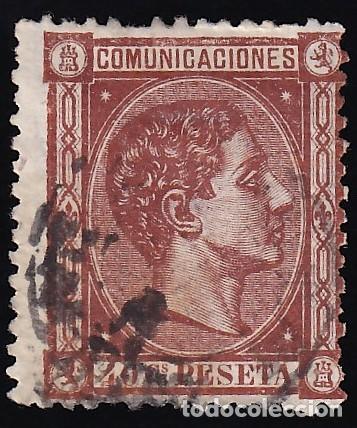 Sellos: ESPA&Ntilde;A, 1875 EDIFIL N&ordm; 167, 40 c. casta&ntilde;o oscuro,