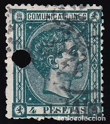 Sellos: ESPA&Ntilde;A, 1875 EDIFIL N&ordm; 170, [Taladro de tel&eacute;grafos.]