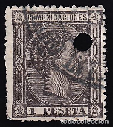 Sellos: ESPA&Ntilde;A, 1875 EDIFIL N&ordm; 169, [Taladro de tel&eacute;grafos.]