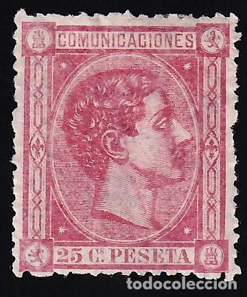 Selos: ESPA&Ntilde;A, 1875 EDIFIL N&ordm; 166 /*/, 25 c. rosa.