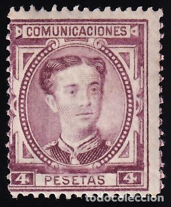 Sellos: ESPA&Ntilde;A, 1876 EDIFIL N&ordm; 181 /*/, 4 p. violeta claro.