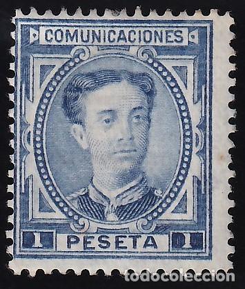 Sellos: ESPA&Ntilde;A, 1876 EDIFIL N&ordm; 180 (*), 1 pts. azul.