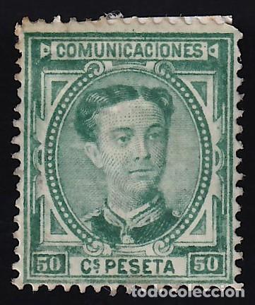 Sellos: ESPA&Ntilde;A, 1876 EDIFIL N&ordm; 179 (*), 50 c. verde