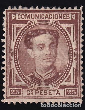 Sellos: ESPA&Ntilde;A, 1876 EDIFIL N&ordm; 177 (*), 25 c. casta&ntilde;o