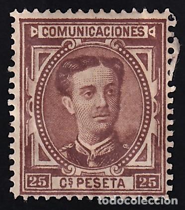 Sellos: ESPA&Ntilde;A, 1876 EDIFIL N&ordm; 177 /*/, 25 c. casta&ntilde;o
