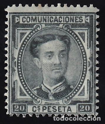 Sellos: ESPA&Ntilde;A, 1876 EDIFIL N&ordm; 176 /*/, 20 c. verde bronce
