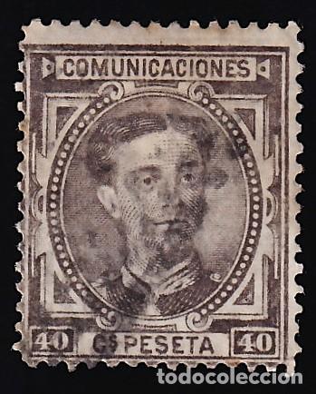 Selos: ESPA&Ntilde;A, 1876 EDIFIL N&ordm; 178, 40 c. casta&ntilde;o negro