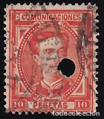 Selos: ESPA&Ntilde;A, 1876 EDIFIL N&ordm; 182, 10 p. naranja [Taladro de tel&eacute;grafos]