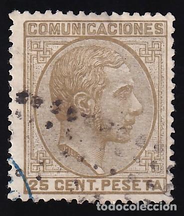 Sellos: ESPA&Ntilde;A, 1878 EDIFIL N&ordm; 194, 25 c. sepia oliva