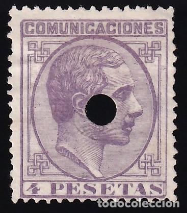 Sellos: ESPA&Ntilde;A, 1878 EDIFIL N&ordm; 198, [Taladro de tel&eacute;grafos.]