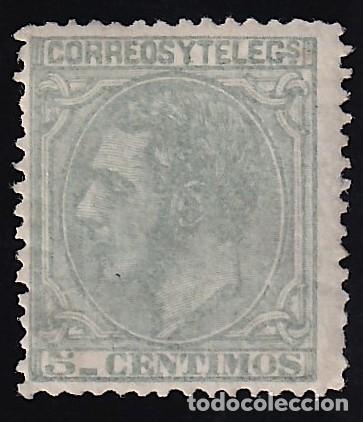 Sellos: ESPA&Ntilde;A, 1879 EDIFIL N&ordm; 201 /*/, 5 c. verde