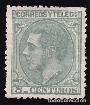 Sellos: ESPA&Ntilde;A, 1879 EDIFIL N&ordm; 201 (*), 5 c. verde