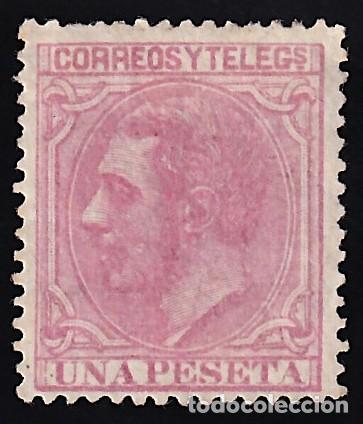 Sellos: ESPA&Ntilde;A, 1879 EDIFIL N&ordm; 207 /*/, 1 pts rosa.