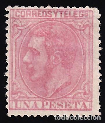 Sellos: ESPA&Ntilde;A, 1879 EDIFIL N&ordm; 207 /*/, 1 pts rosa.