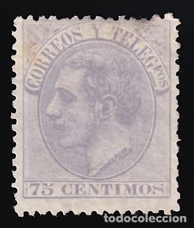Sellos: ESPA&Ntilde;A, 1882 EDIFIL N&ordm; 212 (*), 75 c. violeta gris&aacute;ceo