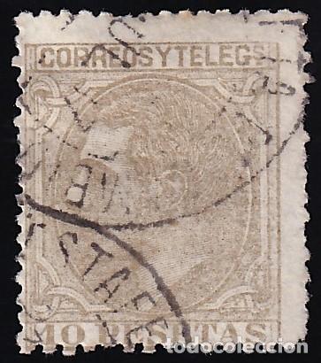 Sellos: ESPA&Ntilde;A, 1879 EDIFIL N&ordm; 209, 10 pts sepia oliva.