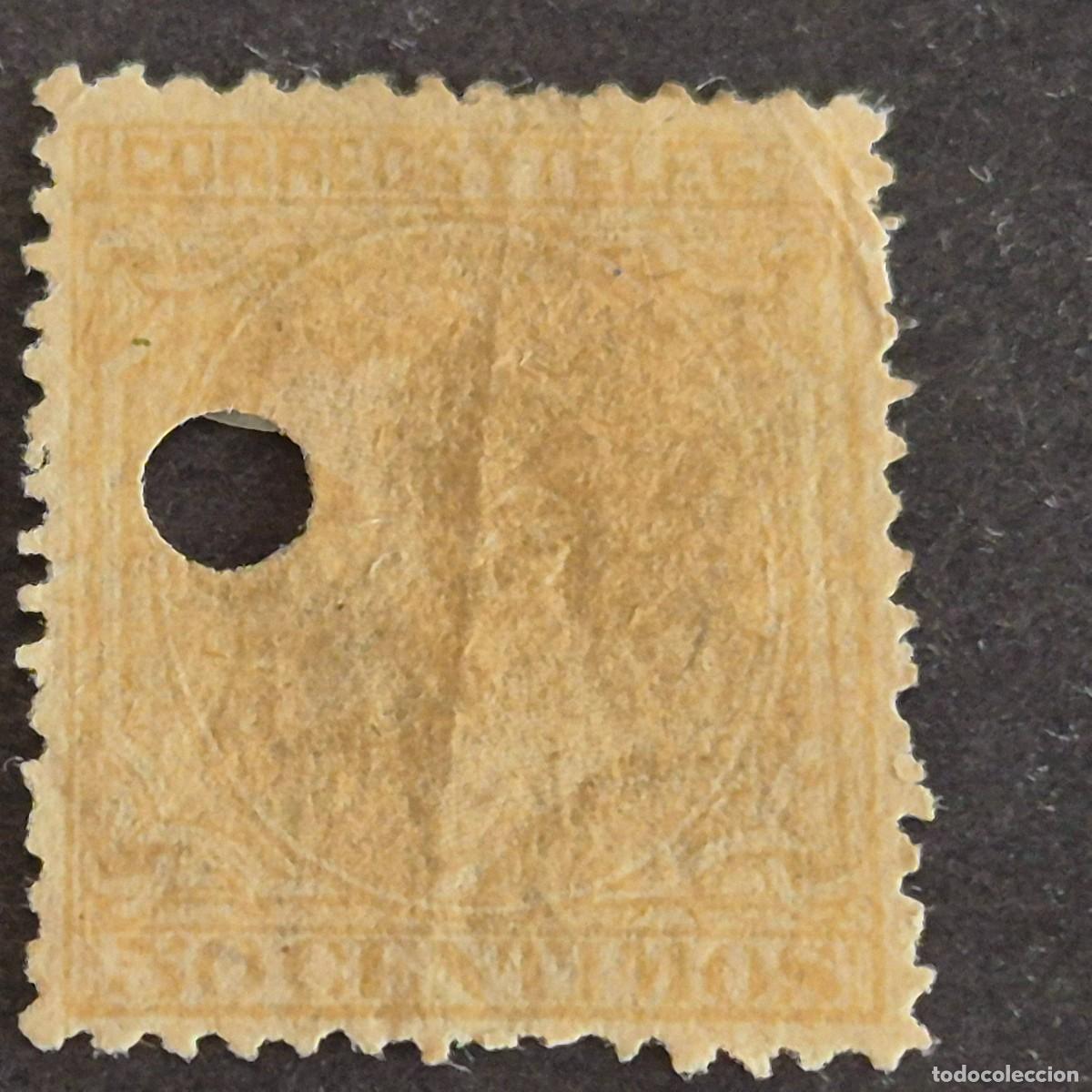 Sellos: ESPA&Ntilde;A, 1879, ALFONSO XII, EDIFIL 206, VARIEDAD 206T, TALADRADO, TEL&Eacute;GRAFOS, ( LOTE AR )
