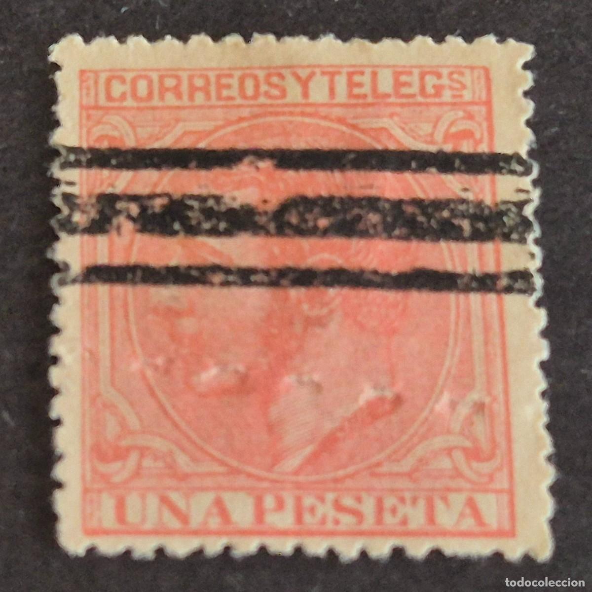 Sellos: ESPA&Ntilde;A, 1879, ALFONSO XII, EDIFIL 207, VARIEDAD 207S BARRADO Y PERF. PUNTOS, TEL&Eacute;GRAFOS, ( LOTE AR )