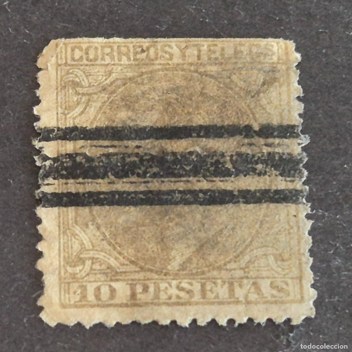Sellos: ESPA&Ntilde;A, 1879, ALFONSO XII, EDIFIL 209, VARIEDAD 209S, BARRADO, ( LOTE AR )