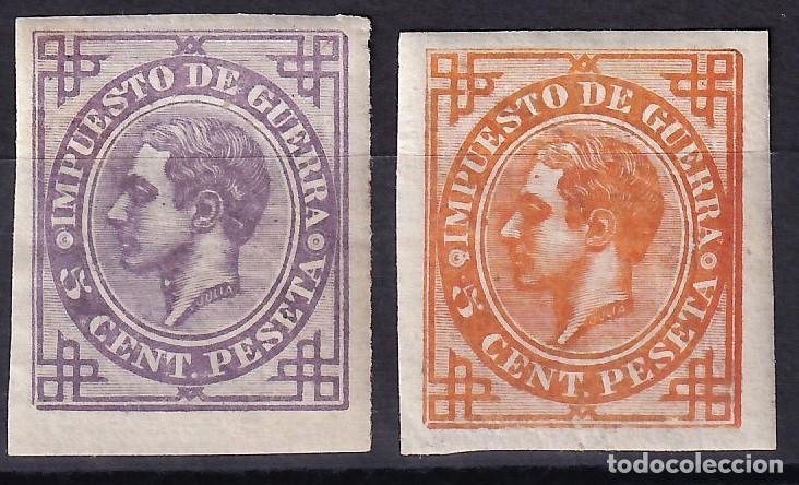 Briefmarken: ESPA&Ntilde;A 1876 Ensayos de color, 5 cts. lila, 5 cts. naranja, /*/