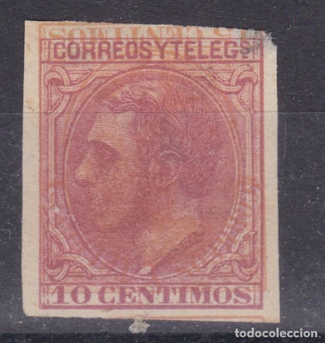 Sellos: AA10-Alfonso XII Edifil 202 Sin Dentar Doble Impresi&oacute;n. Marquilla Roig