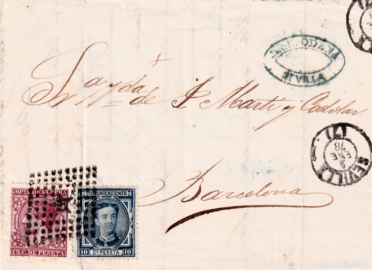 Briefmarken: EDIFIL 175 - 188 ENVUELTA CIRCULADA DE SEVILLA A BARCELONA 1878