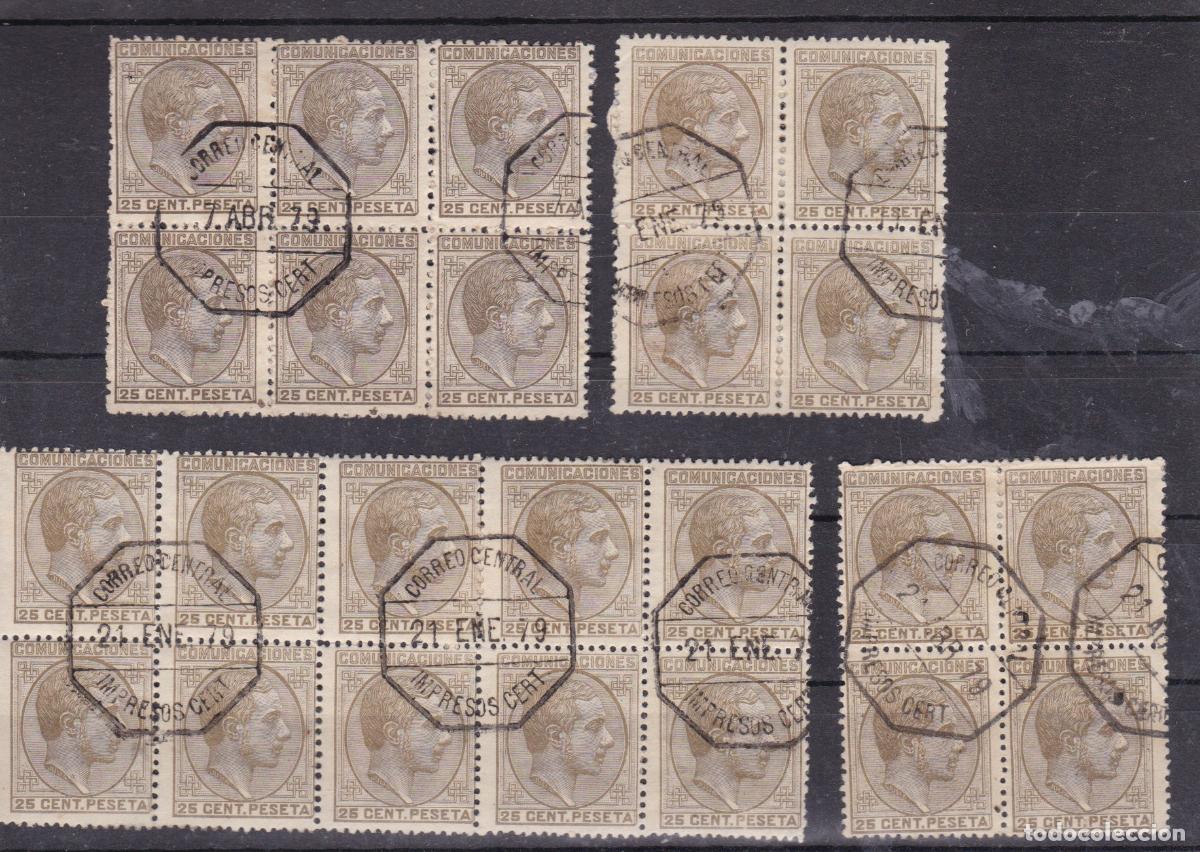 Sellos: FC4-26-Alfonso XII Edifil 194 x 24 Sellos BLOQUES